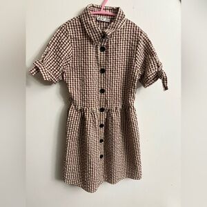 Dex rétro Kids Gingham plaid Dress with Black Buttons small (6 years )